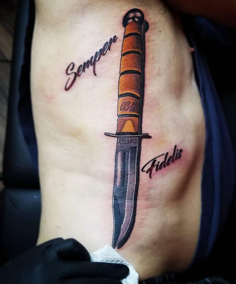 30 Unique Ka-bar Tattoos You Must Love