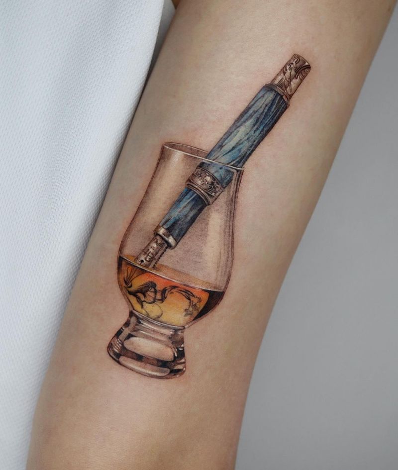 30 Pretty Fountain Pen Tattoos You Must Love