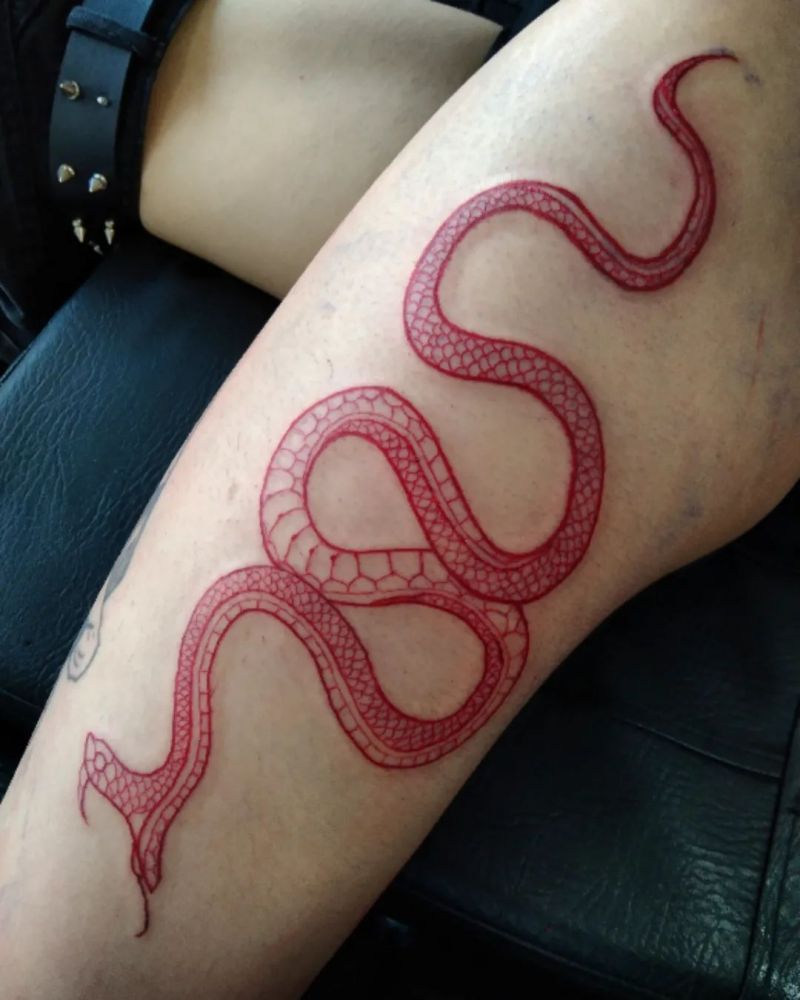 30 Unique Red Snake Tattoos You Must Try