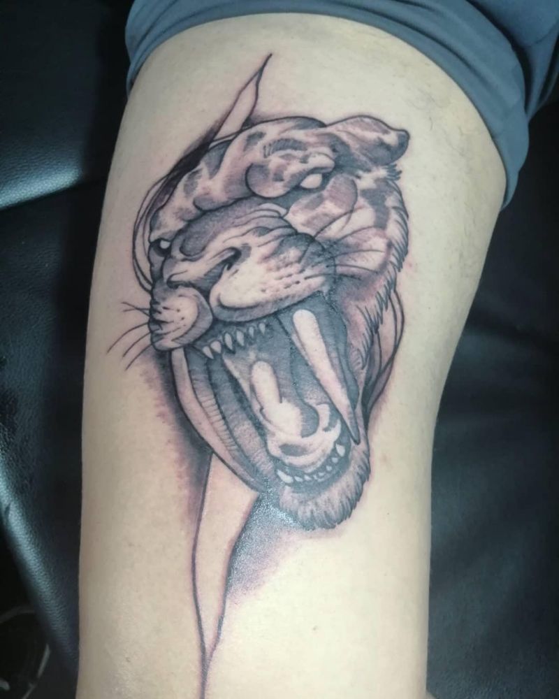 30 Unique Saber Tooth Tiger Tattoos Make You Attractive