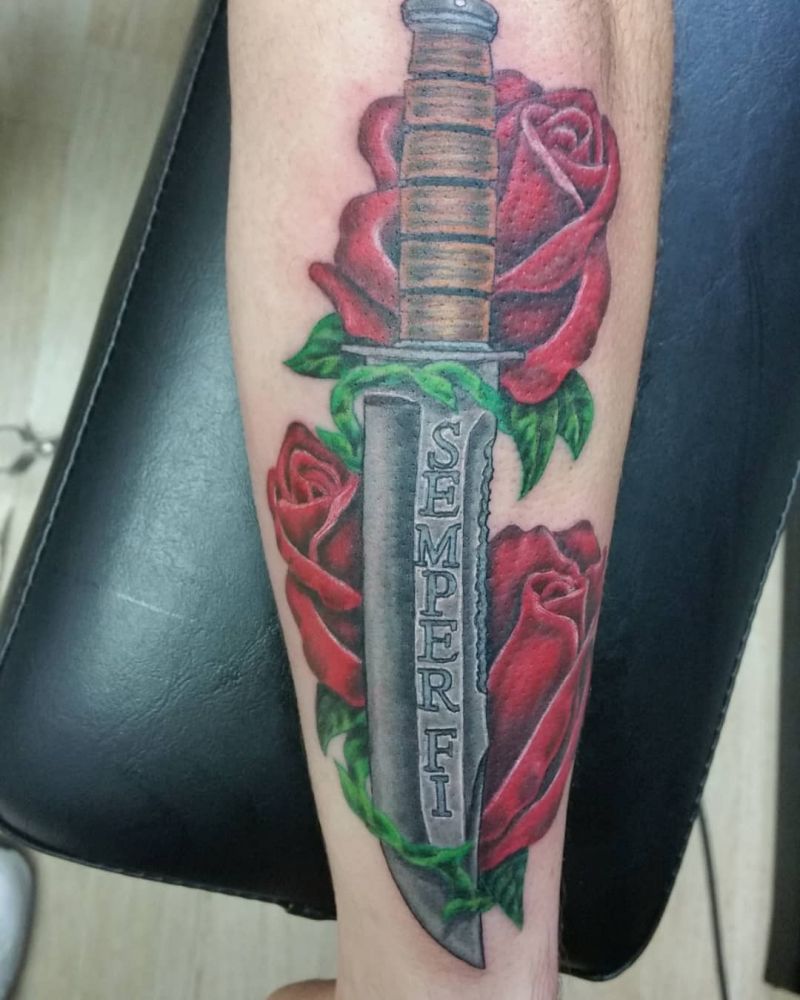 30 Unique Ka-bar Tattoos You Must Love