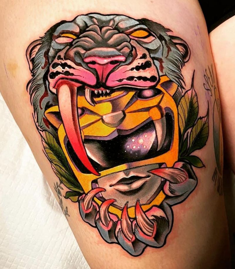 30 Unique Saber Tooth Tiger Tattoos Make You Attractive