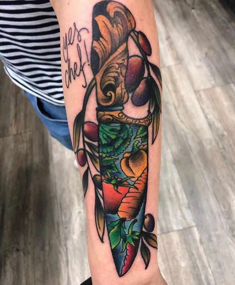 30 Unique Chef Knife Tattoos You Must Love