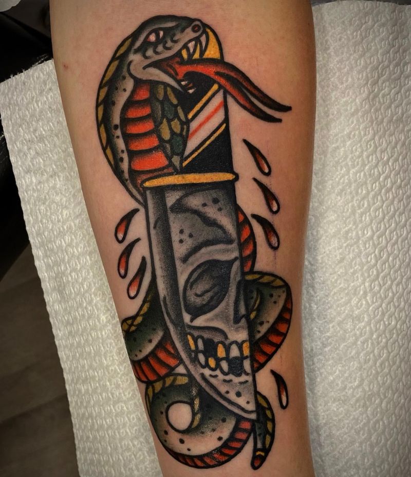 30 Unique Chef Knife Tattoos You Must Love