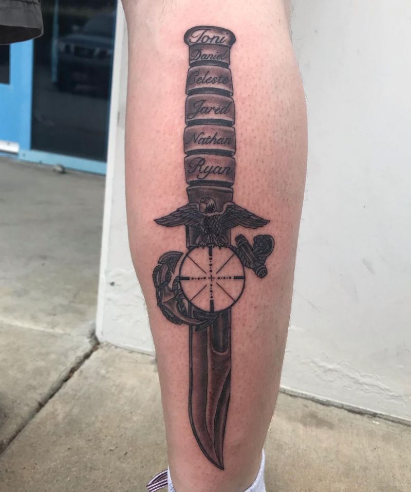 30 Unique Ka-bar Tattoos You Must Love