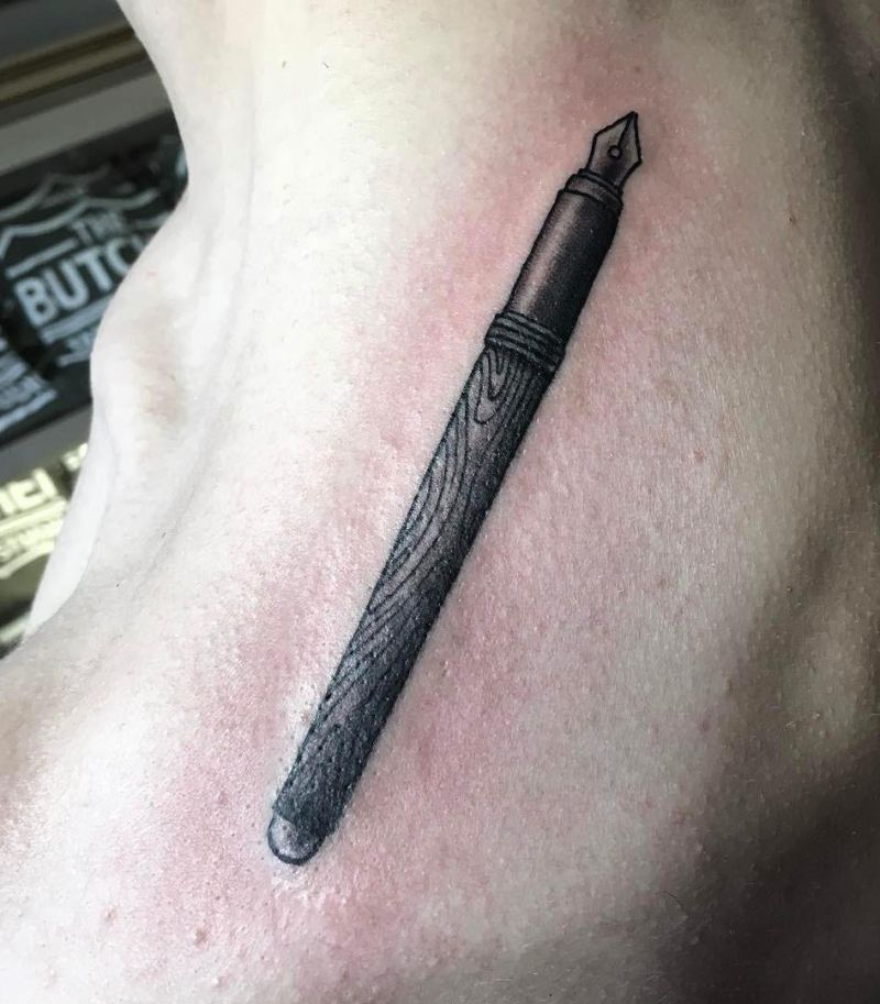 30 Pretty Fountain Pen Tattoos You Must Love