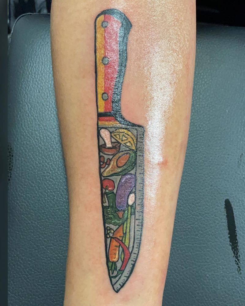 30 Unique Chef Knife Tattoos You Must Love