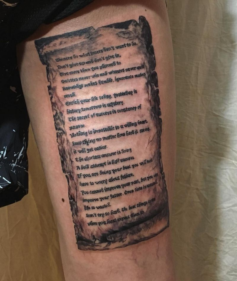 30 Great Parchment Tattoos You Will Love