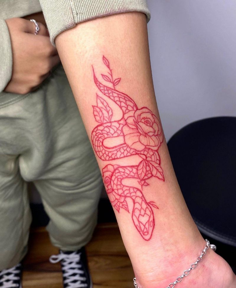 30 Unique Red Snake Tattoos You Must Try