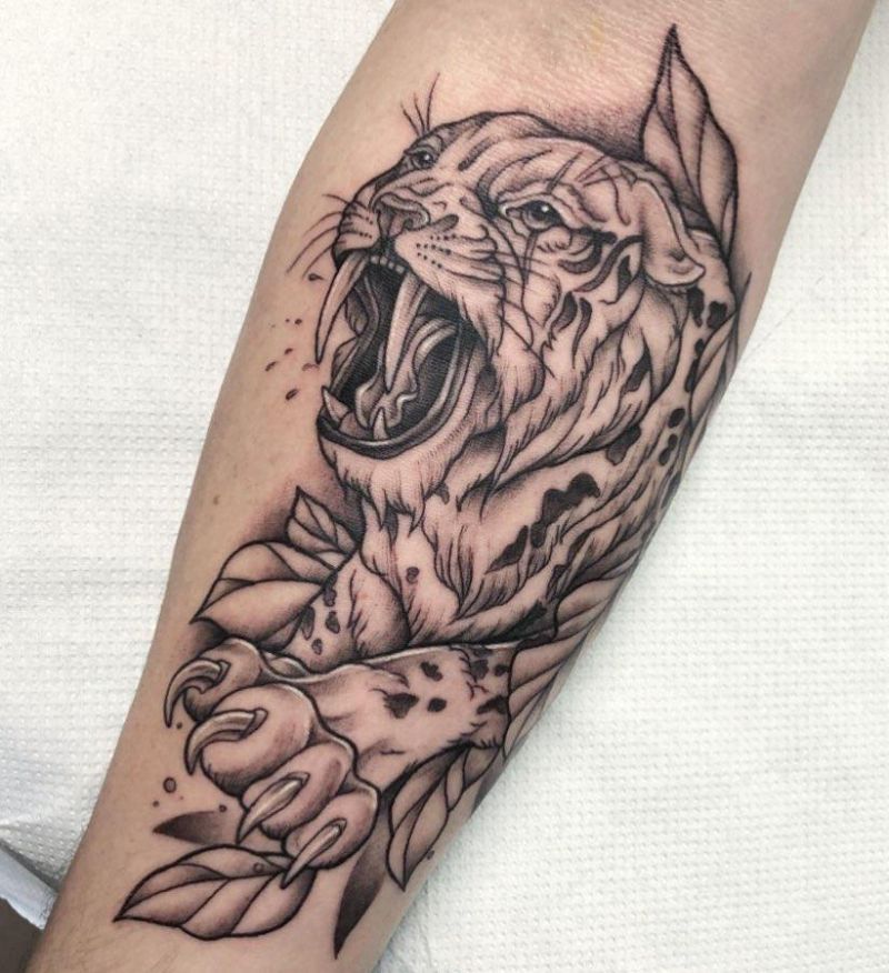 30 Unique Saber Tooth Tiger Tattoos Make You Attractive