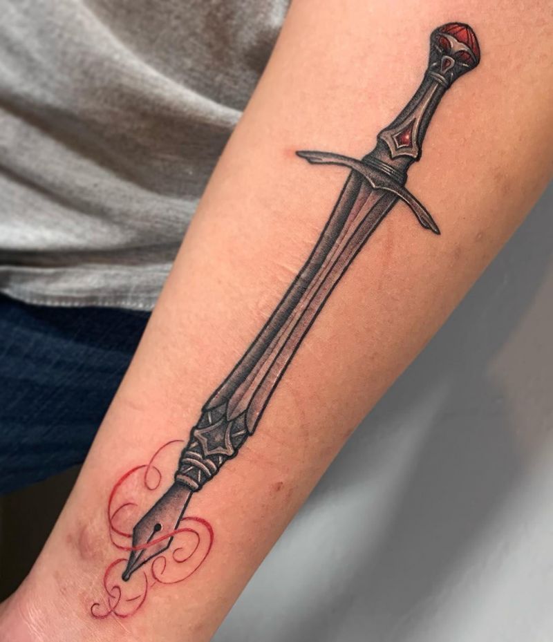 30 Pretty Fountain Pen Tattoos You Must Love