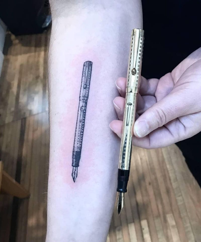 30 Pretty Fountain Pen Tattoos You Must Love