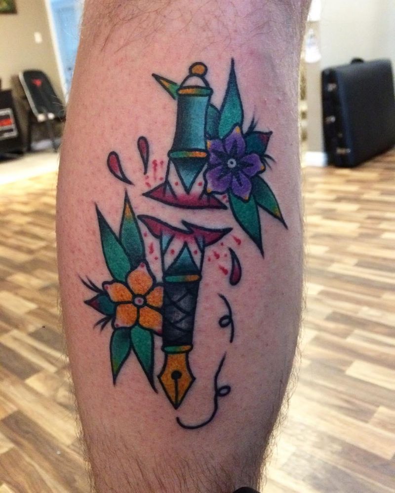 30 Pretty Fountain Pen Tattoos You Must Love