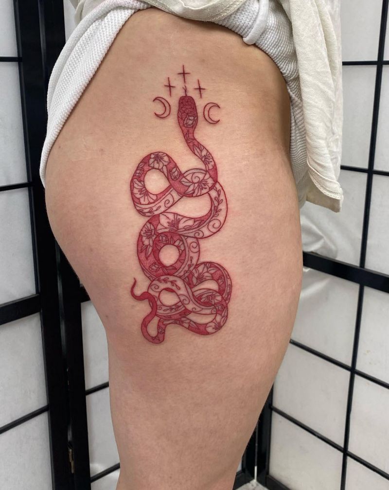 30 Unique Red Snake Tattoos You Must Try