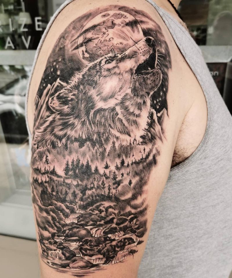 30 Great Howling Wolf Tattoos For Your Inspiration