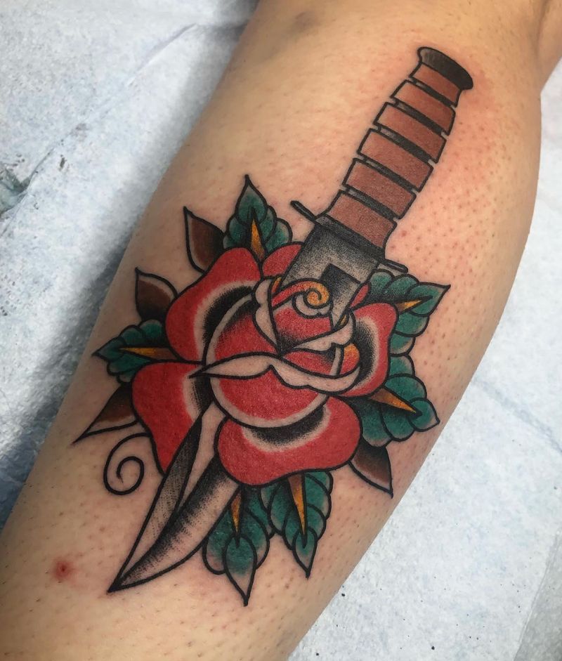 30 Unique Ka-bar Tattoos You Must Love