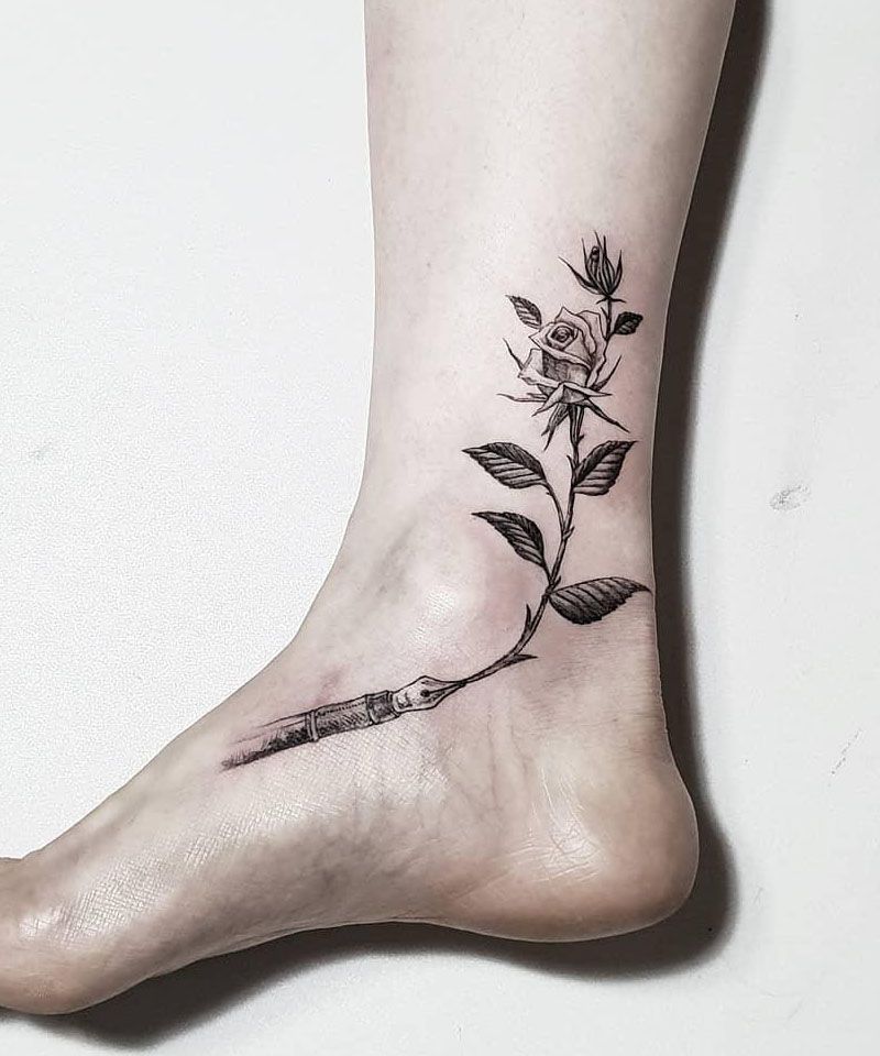 30 Pretty Fountain Pen Tattoos You Must Love