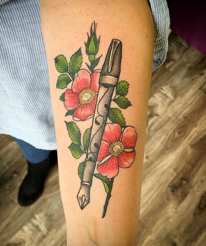 30 Pretty Fountain Pen Tattoos You Must Love