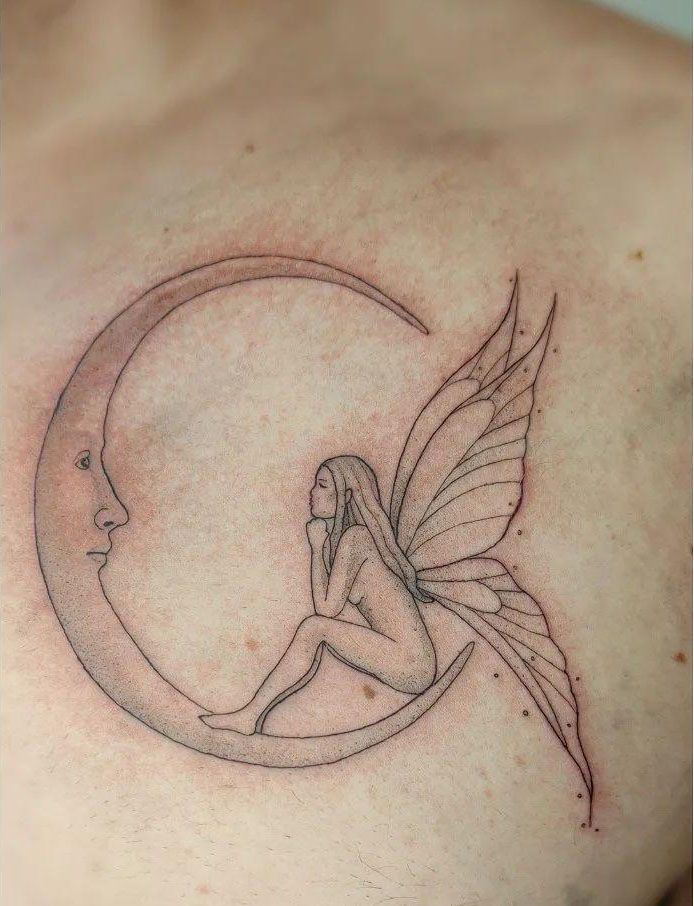 30 Pretty Moon Fairy Tattoos You Can Copy