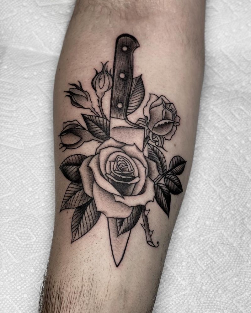 30 Unique Chef Knife Tattoos You Must Love