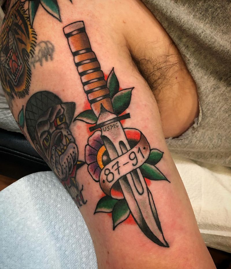 30 Unique Ka-bar Tattoos You Must Love