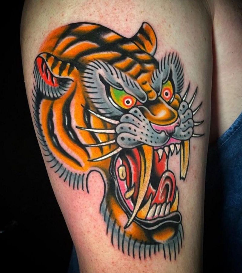 30 Unique Saber Tooth Tiger Tattoos Make You Attractive