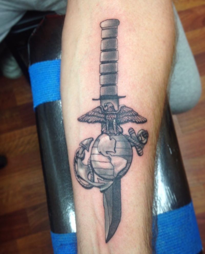 30 Unique Ka-bar Tattoos You Must Love