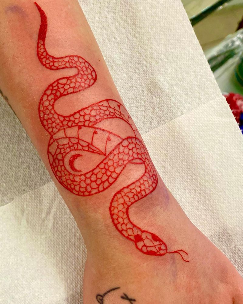 30 Unique Red Snake Tattoos You Must Try