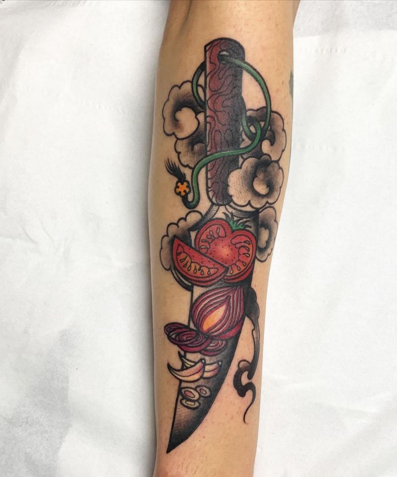 30 Unique Chef Knife Tattoos You Must Love