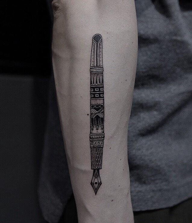 30 Pretty Fountain Pen Tattoos You Must Love