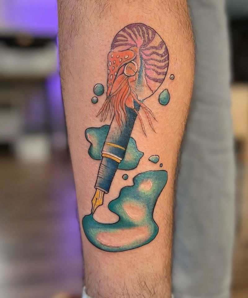 30 Pretty Fountain Pen Tattoos You Must Love