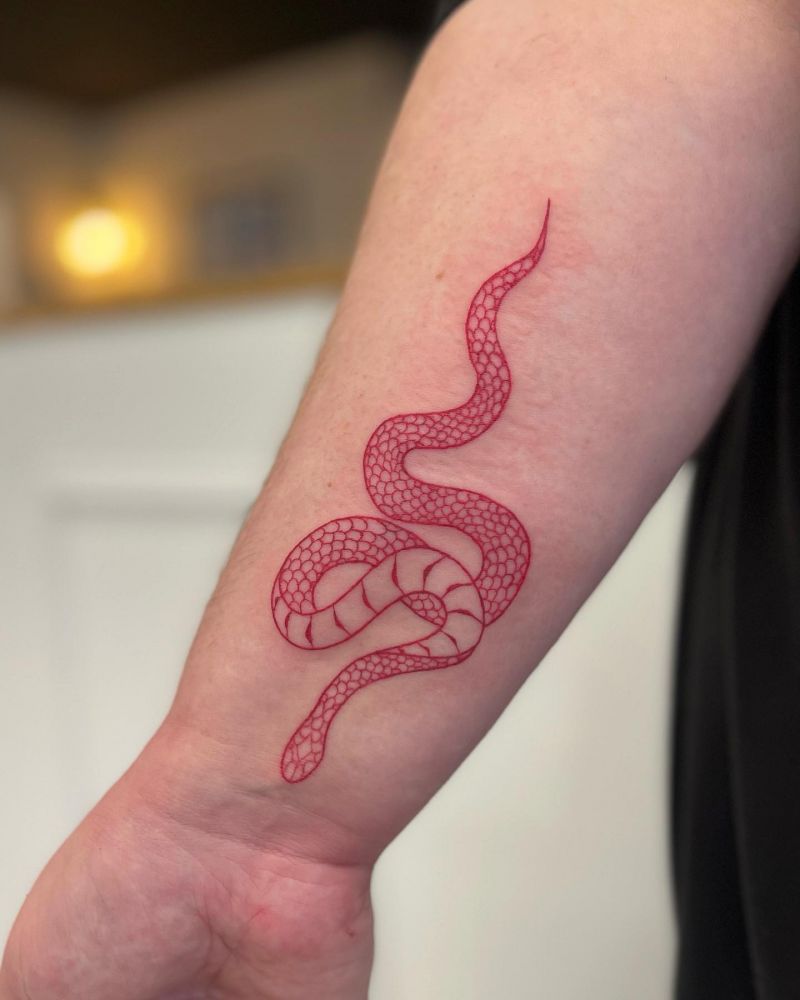 30 Unique Red Snake Tattoos You Must Try