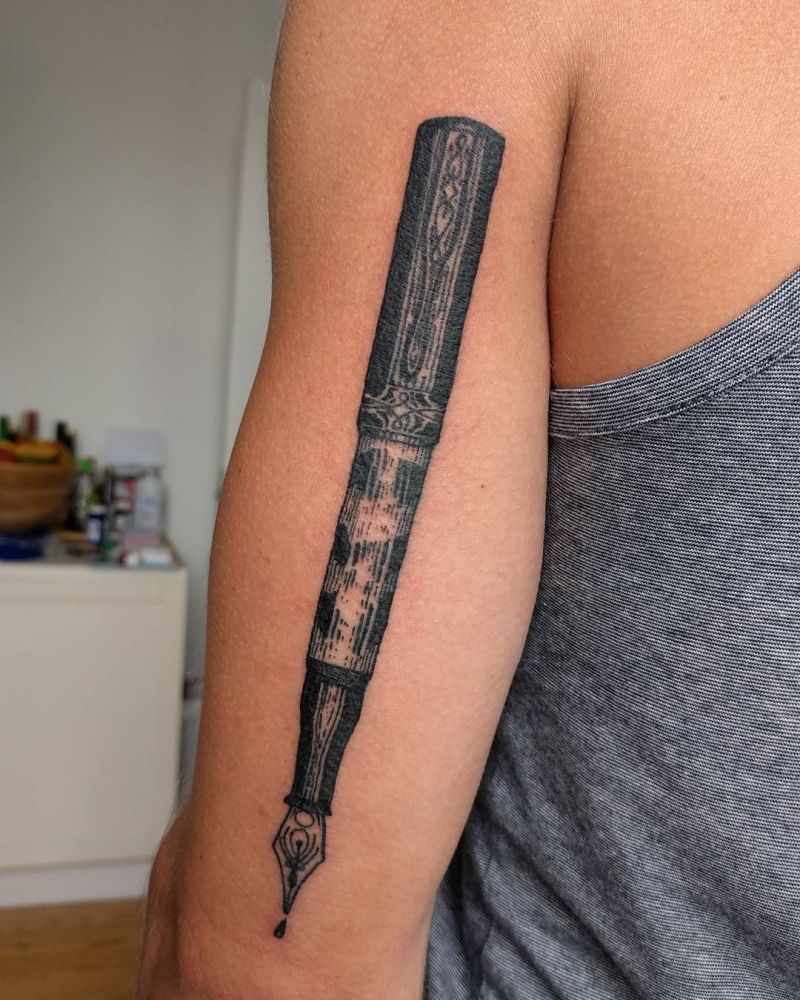 30 Pretty Fountain Pen Tattoos You Must Love