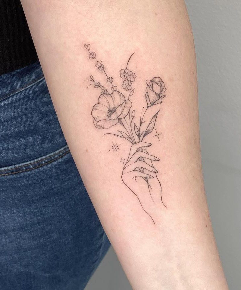 30 Great Hand Holding Flowers Tattoos Make You Attractive