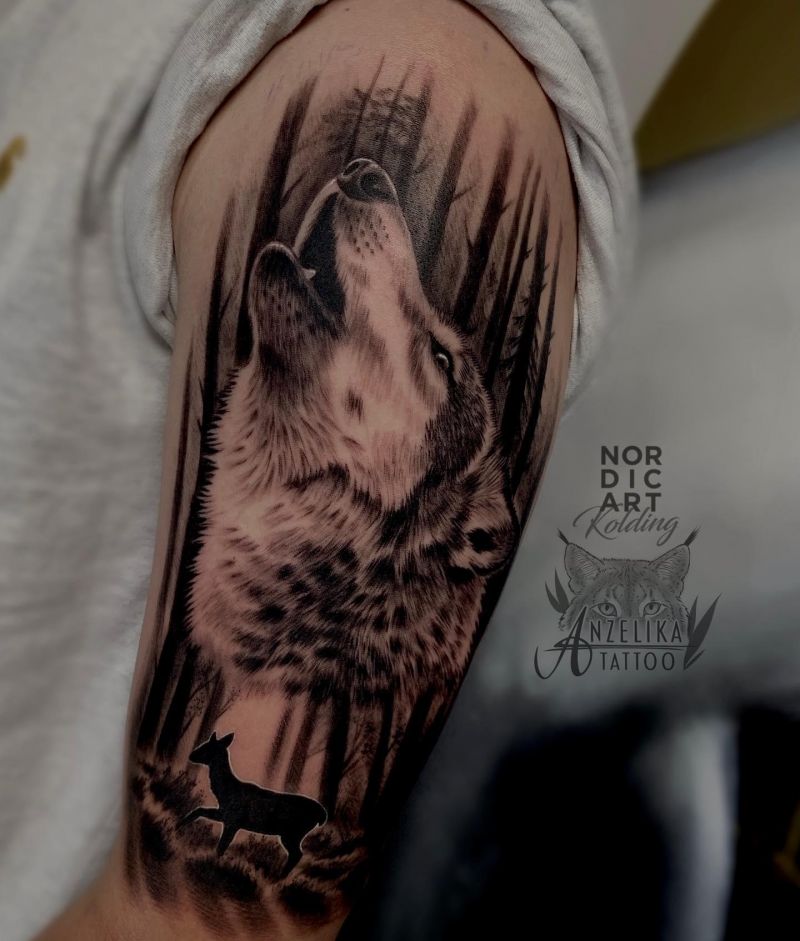 30 Great Howling Wolf Tattoos For Your Inspiration