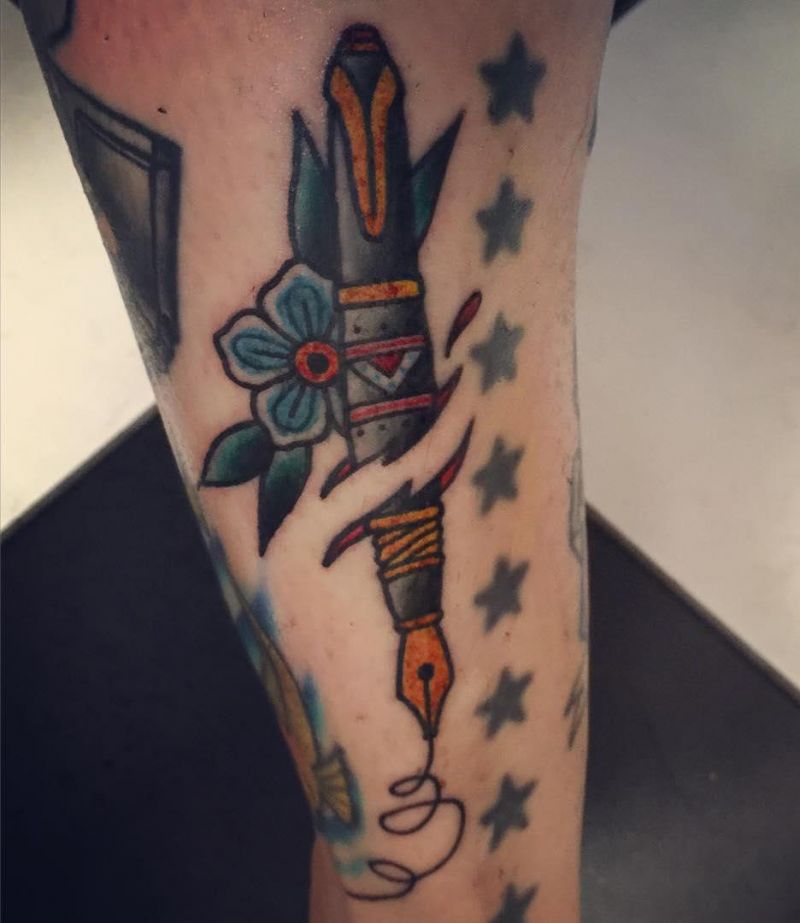 30 Pretty Fountain Pen Tattoos You Must Love