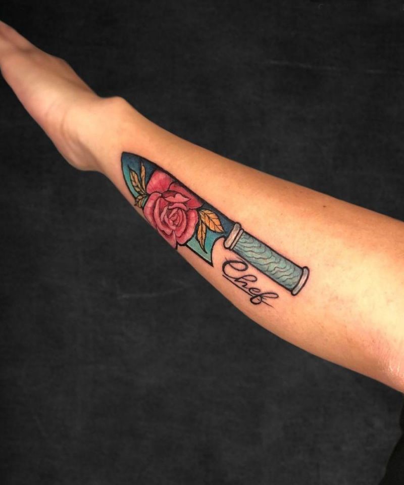 30 Unique Chef Knife Tattoos You Must Love