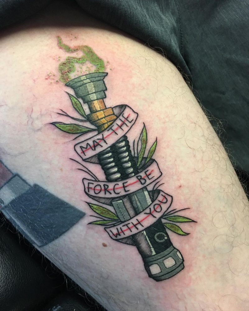 30 Cool Lightsaber Tattoos For Your Inspiration