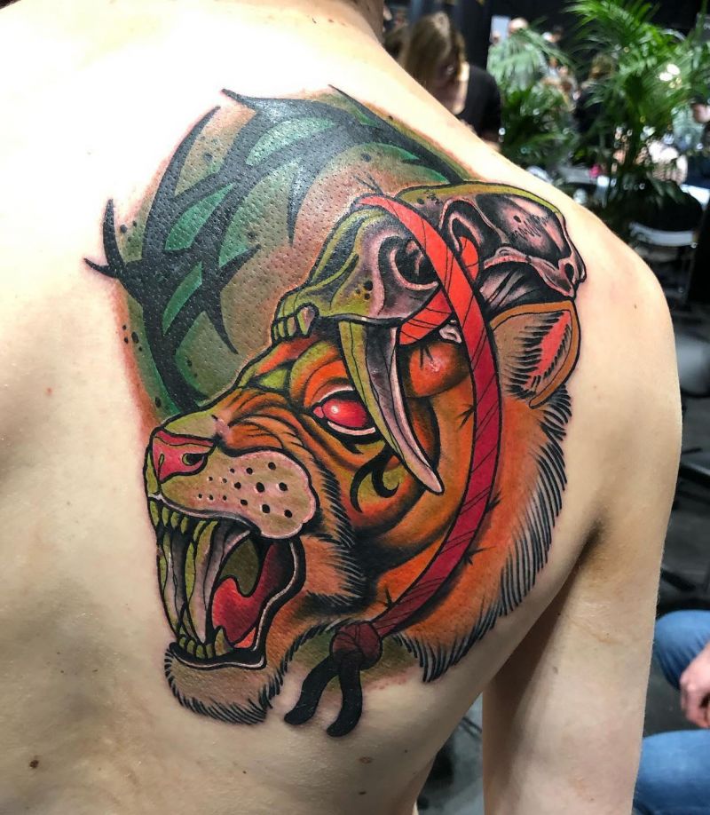 30 Unique Saber Tooth Tiger Tattoos Make You Attractive