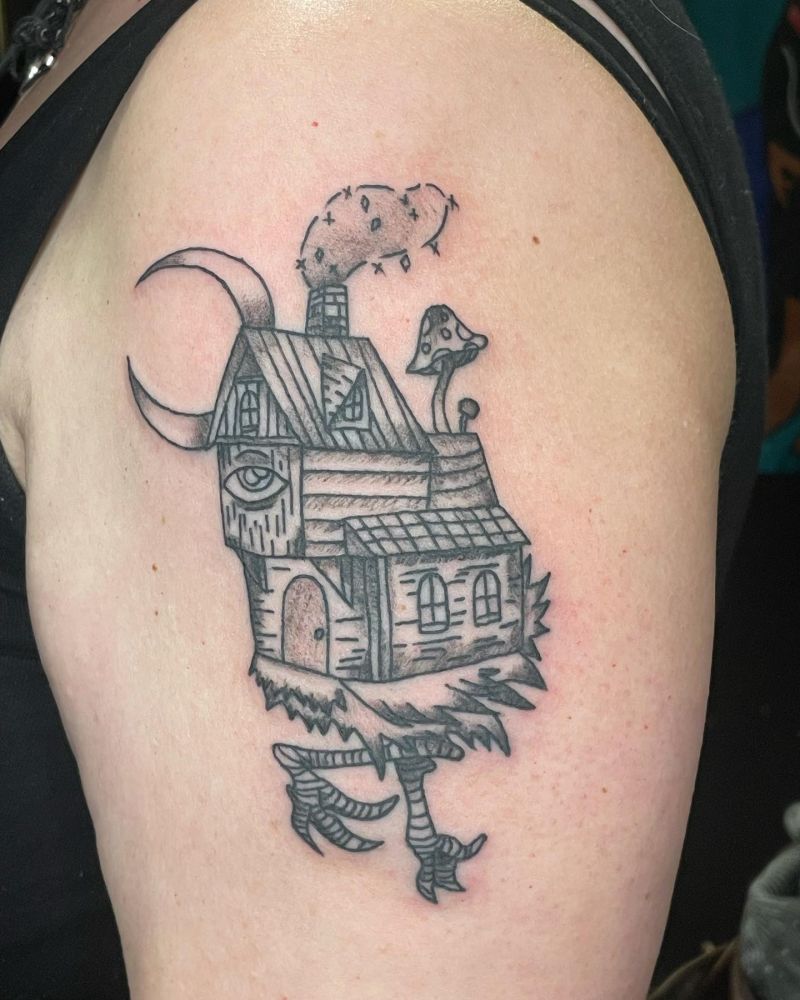 30 Unique Baba Yaga House Tattoos You Can Copy