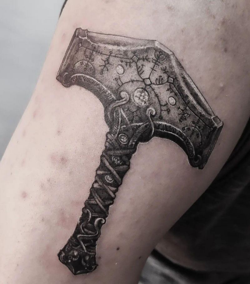 30 Awesome Mjolnir Tattoos You Can Copy