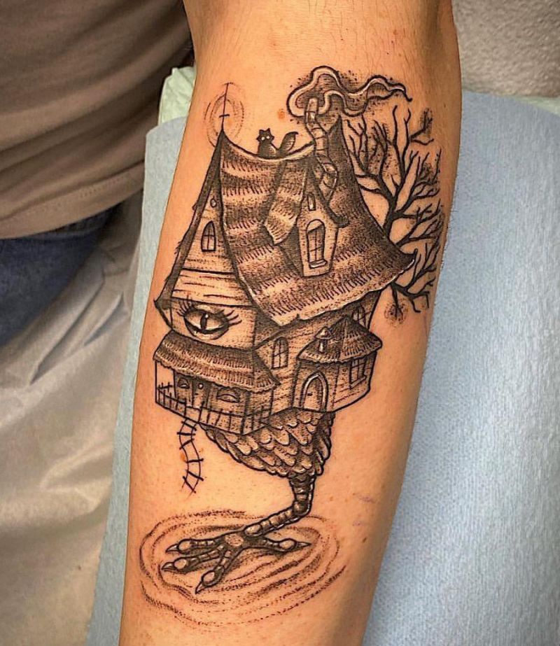 30 Unique Baba Yaga House Tattoos You Can Copy