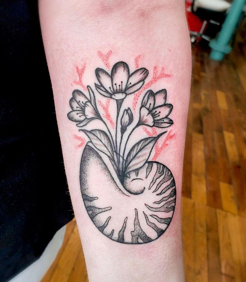 30 Awesome Nautilus Shell Tattoos You Can Copy