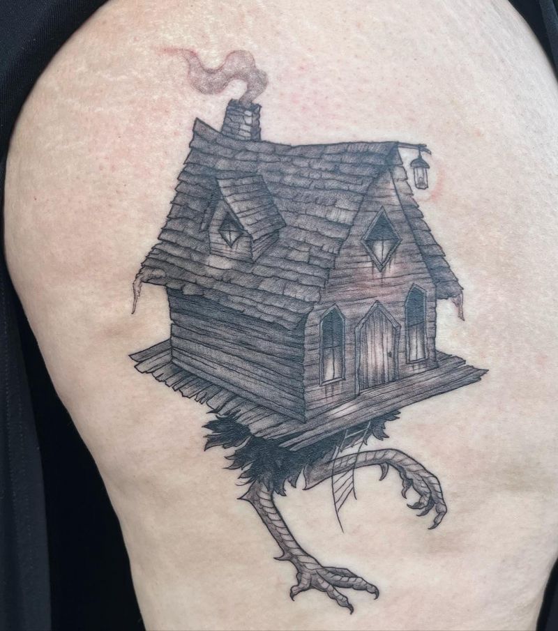 30 Unique Baba Yaga House Tattoos You Can Copy