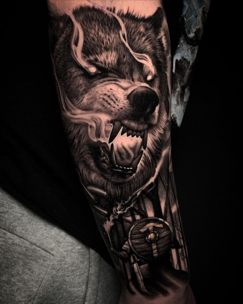 30 Awesome Fenrir Tattoos You Must Love
