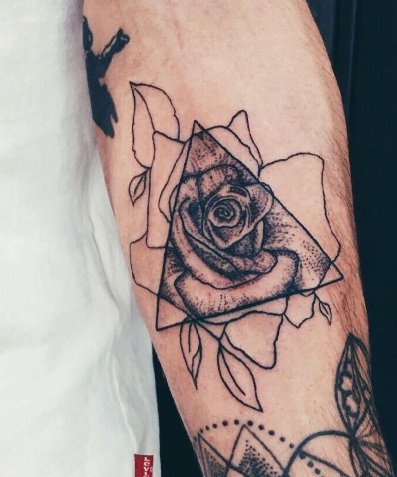 30 Unique Triangle Rose Tattoos for Your Inspiration