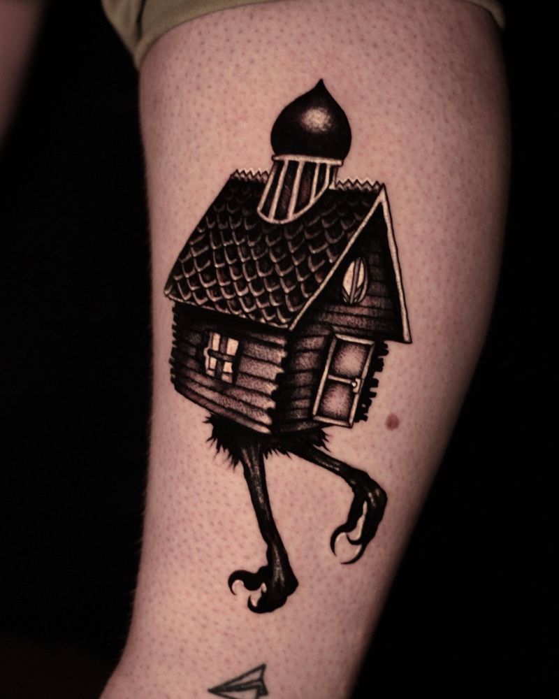 30 Unique Baba Yaga House Tattoos You Can Copy