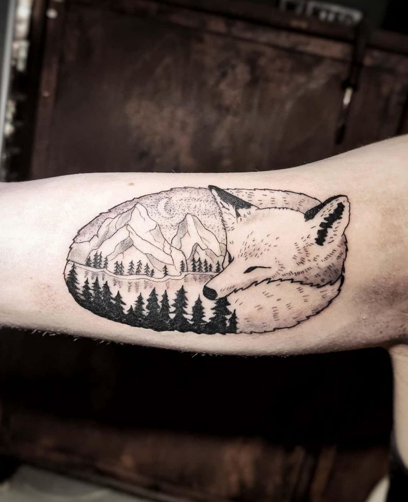 30 Great Sleeping Fox Tattoos For Your Inspiration