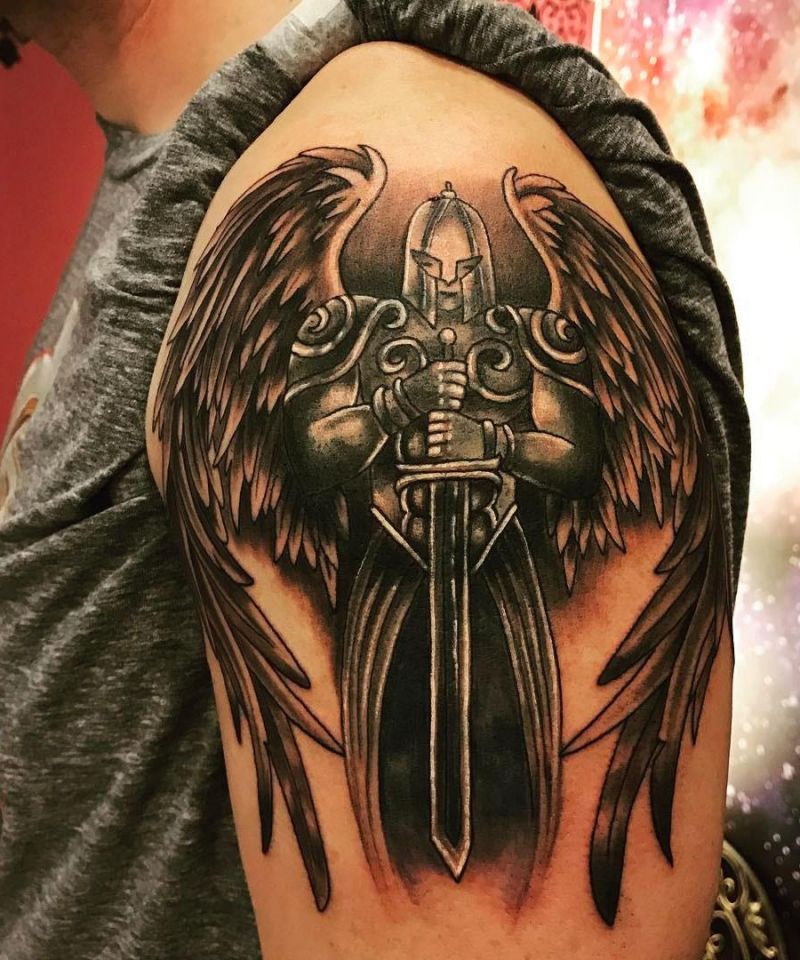 30 Awesome Warrior Angel Tattoos You Can Copy