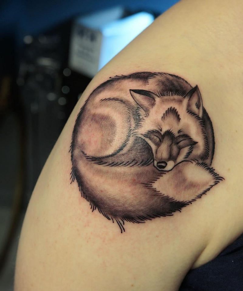 30 Great Sleeping Fox Tattoos For Your Inspiration